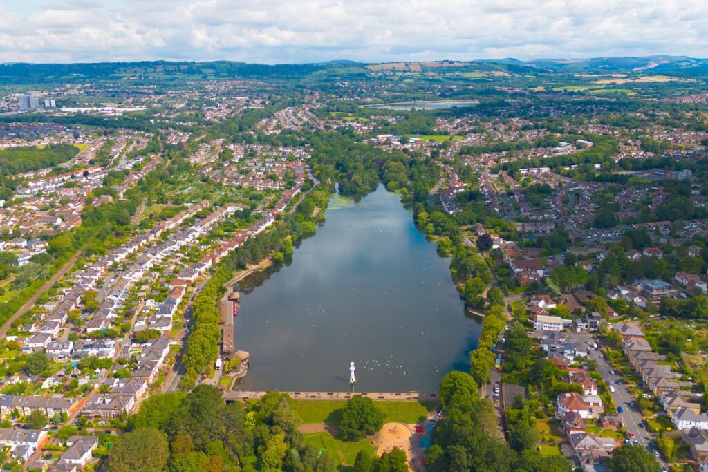 super high shot of Roath park and surrounding area