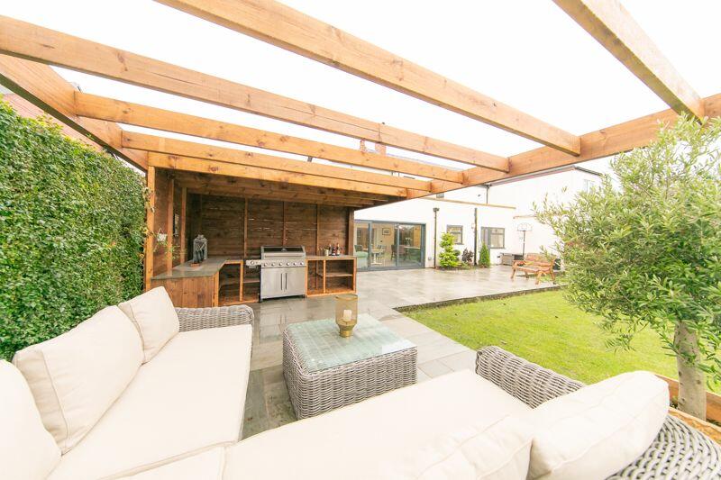 Pergola and outdoor kitchen