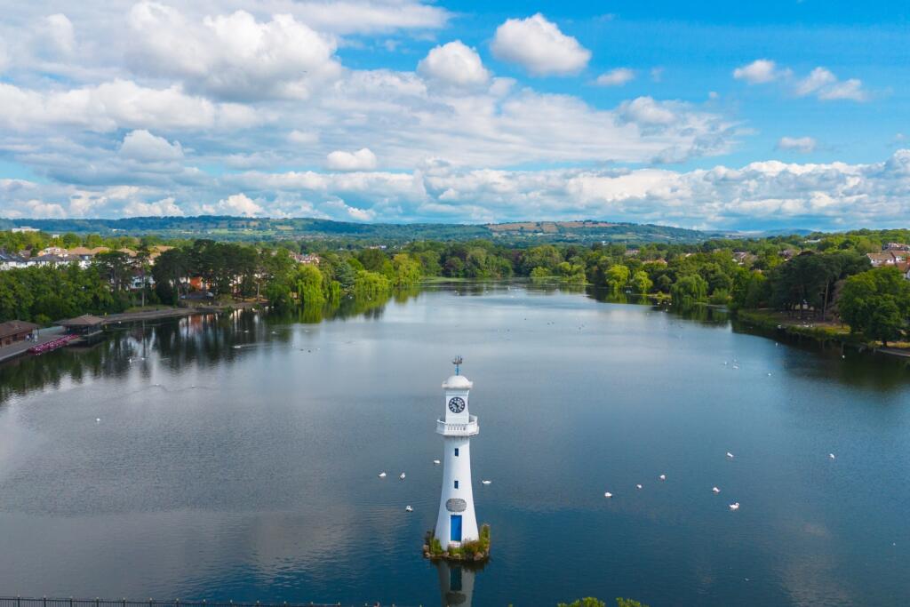 Roath park Lighthouse from the sky