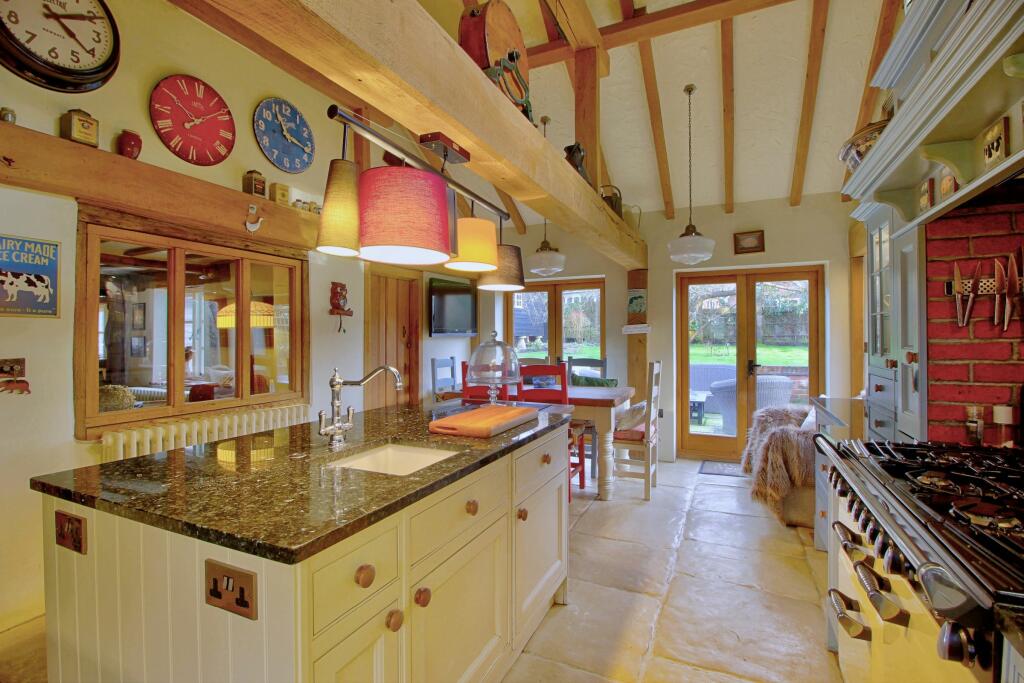 Dining space and three sets of French doors